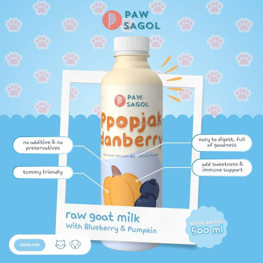PAWSAGOL Susu Anjing Kucing Frozen Goat Milk Pumpkin Blueberry 500ml Frozen Food Paw Sagol 