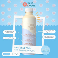 PAWSAGOL Susu Anjing Kucing Frozen Goat Milk Pumpkin Blueberry 500ml Frozen Food Tidak ada merek 