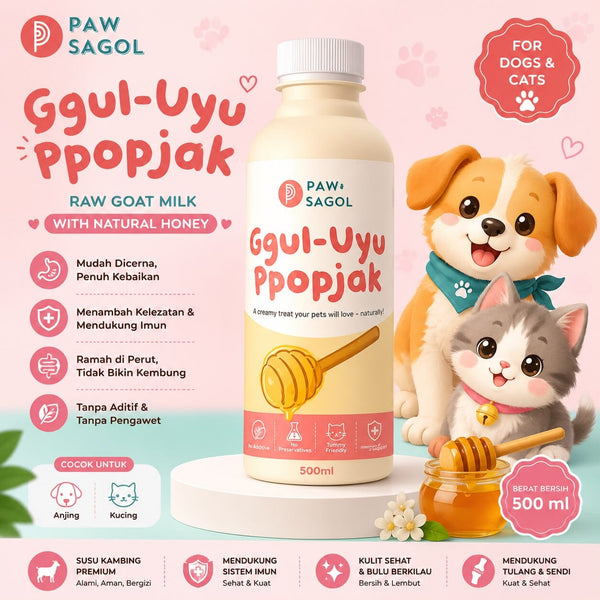 PAWSAGOL Susu Anjing Kucing Frozen Goat Milk with Honey Ggul-Uyu Ppopjak 500ml Frozen Food Tidak ada merek 