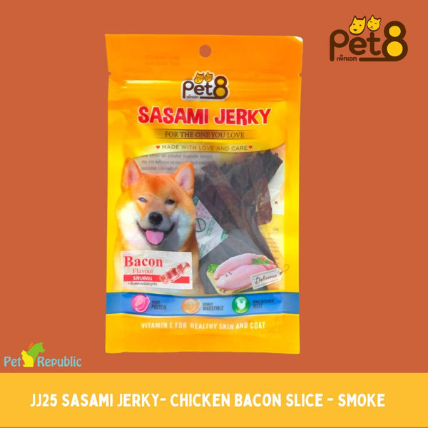 PET8 Snack Anjing Dog Snack Chicken Bacon Slice Smoke 45g no type Tidak ada merek 