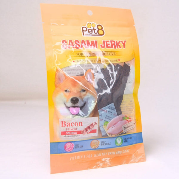 PET8 Snack Anjing Dog Snack Chicken Bacon Slice Smoke 45g no type Tidak ada merek 