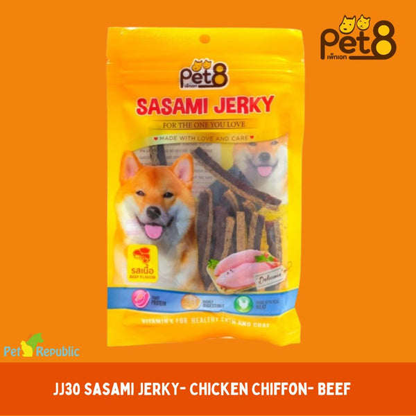 PET8 Snack Anjing Dog Snack Chicken Chiffon Beef 45g no type Tidak ada merek 