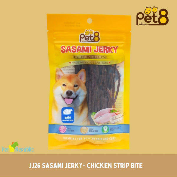 PET8 Snack Anjing Dog Snack Chicken Strip Bite Chicken 45g no type Tidak ada merek 