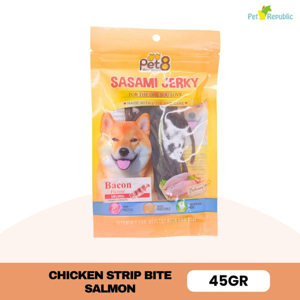 PET8 Snack Anjing Dog Snack Chicken Strip Bite Salmon 45g no type Pet 8 