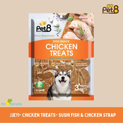 PET8 Snack Anjing JJE11 Chicken Treats Sushi Fish Chicken Strap 280gr no type Tidak ada merek 