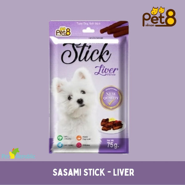 PET8 Snack Anjing Sasami Stick Liver French 75gr no type Tidak ada merek 