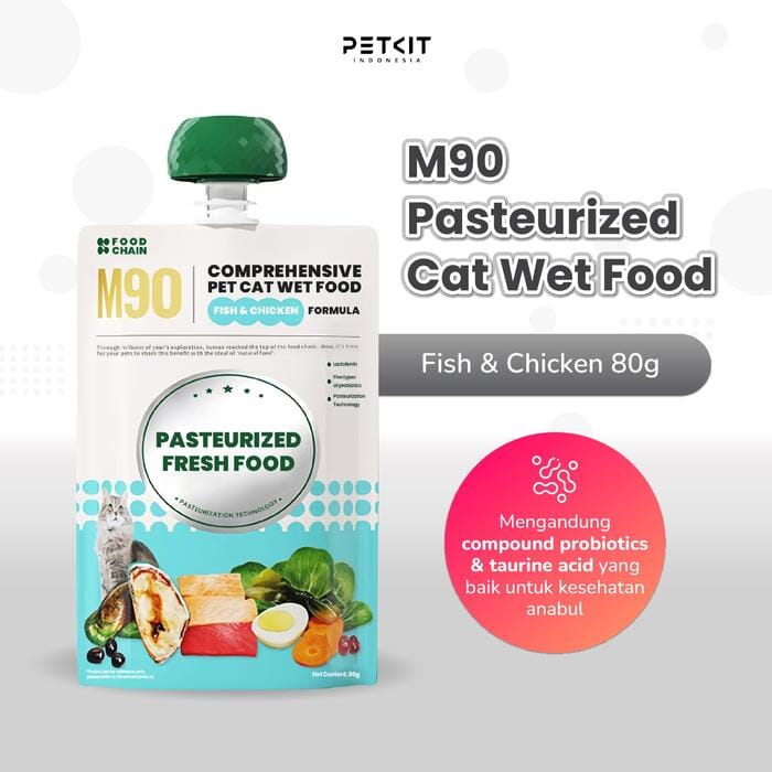 PETKIT Makanan Kucing Cat Wet Food M90 Pasteurized Fish and Chicken 80g no type Petkit 
