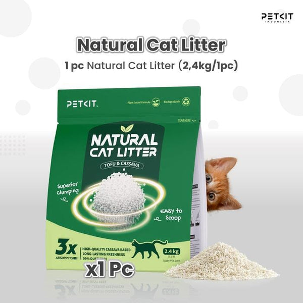 PETKIT Natural Cat Litter Tofu Cassava 2.4kg Cat Sanitation Tidak ada merek 