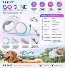 PETKIT Tali Tuntun Anjing Go Shine Retractable Dog Leash no type Tidak ada merek 