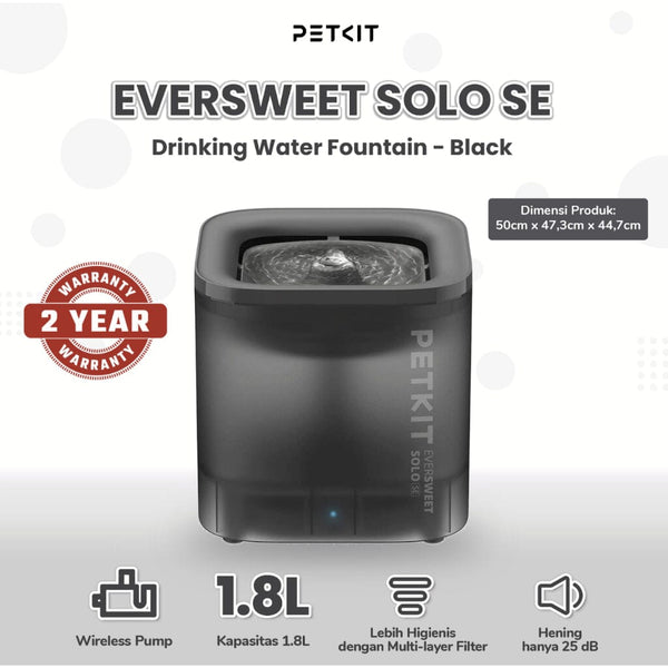 PETKIT Tempat Minum Hewan Solo SE Smart Drinking Fountain Black no type Tidak ada merek 