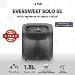 PETKIT Tempat Minum Hewan Solo SE Smart Drinking Fountain Black no type Tidak ada merek 