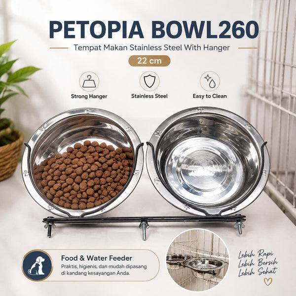 PETOPIA BOWL260 Tempat Makan Stainless Steel With Hanger 22cm no type Tidak ada merek 
