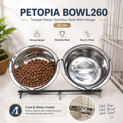 PETOPIA BOWL260 Tempat Makan Stainless Steel With Hanger 22cm no type Tidak ada merek 