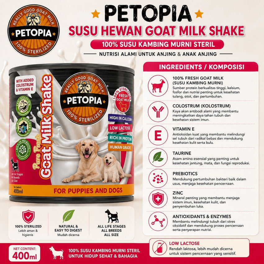 PETOPIA Susu Anjing Goat Milk Shake 100% 400ml no type Tidak ada merek 