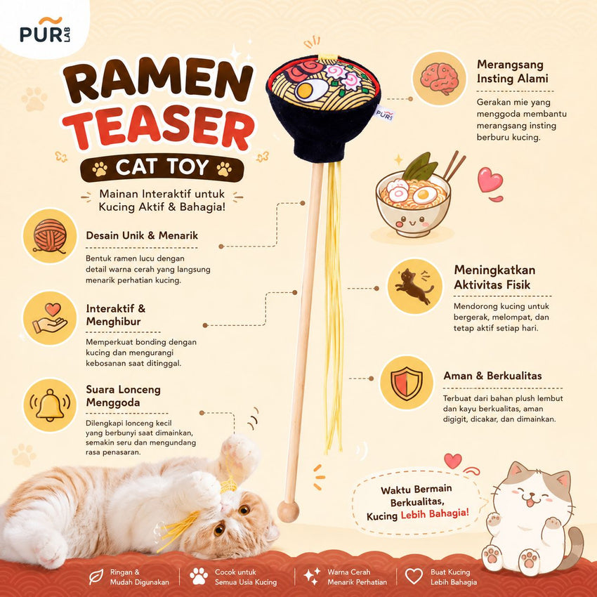 PURLAB Mainan Kucing Cat Wand Teaser Noodle no type Tidak ada merek 