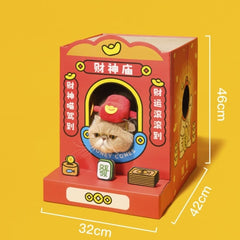 PURLAB Mainan Kucing Temple of Wealth Cat Scratching Board Cat House and Tree Pur Lab 