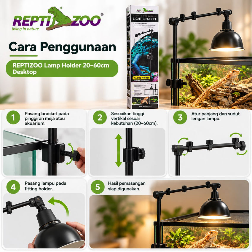 REPTIZOO Aksesories Rumah Lampu Light Bracket 20-60cm Desktop no type Tidak ada merek 