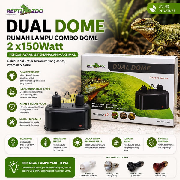 REPTIZOO DRL01 Rumah Lampu Reptil COMBO Dome 2x 150Watt no type Tidak ada merek 