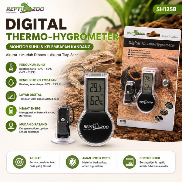 REPTIZOO SH125B Pengukur Suhu Kandang Digital Thermo Hygrometer no type Tidak ada merek 