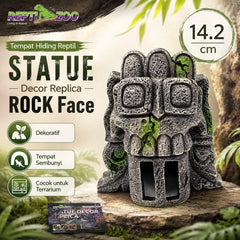 REPTIZOO Tempat Hiding Reptil STATUE Decor Replica ROCK Face 14.2cm no type Tidak ada merek 