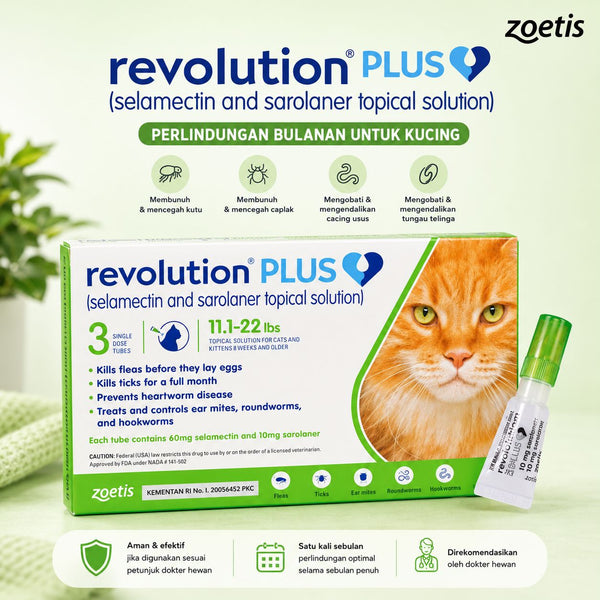 REVOLUTION Plus Obat Kutu Kucing Cat Green 5.1-10kg no type Revolution 