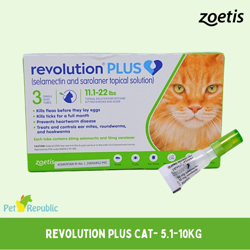 REVOLUTION Plus Obat Kutu Kucing Cat Green 5.1-10kg no type Revolution 