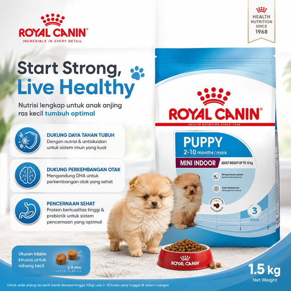ROYALCANIN Makanan Anjing Mini Indoor Puppy 1.5kg no type Tidak ada merek 