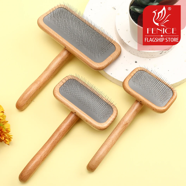 FENICE Sisir Sikat Anjing Kucing Wooden Slicker Brush Small