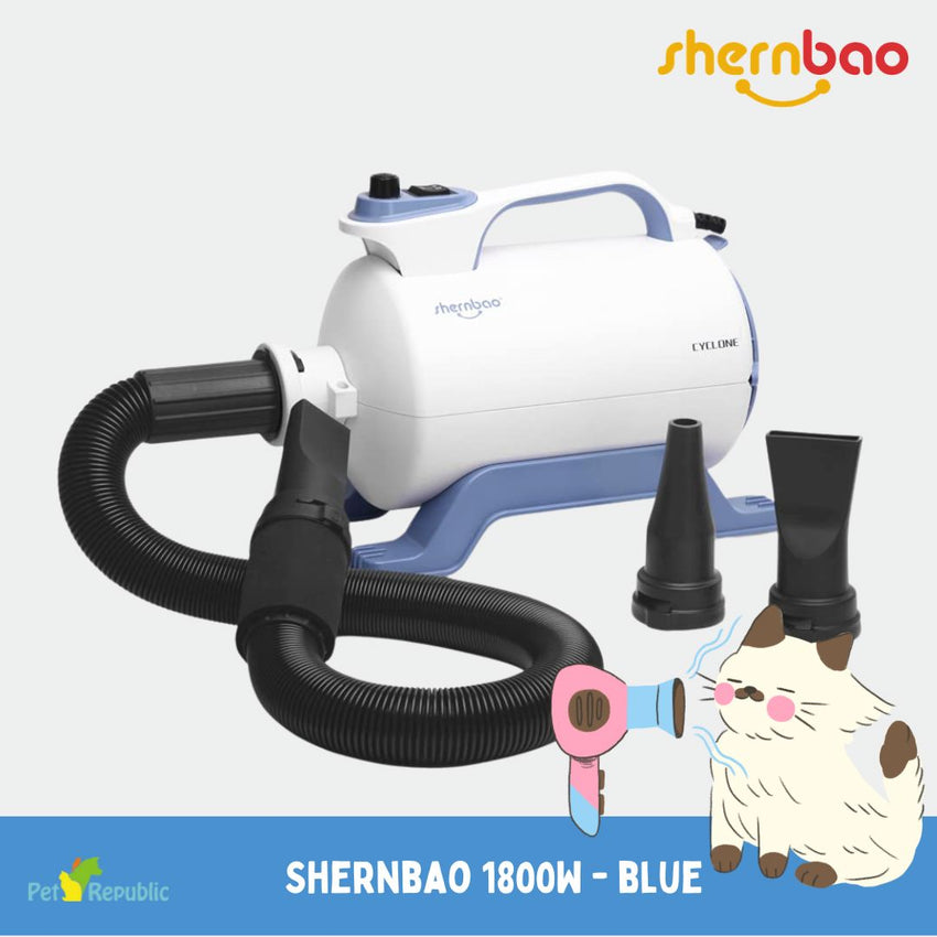 SHERNBAO SHD1800 Single Motor Force Dryer Blue - Pet Republic Indonesia