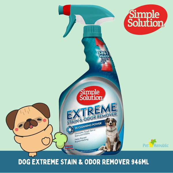 SIMPLESOLUTION Penghilang Bau Dog Extreme Stain And Odor Remover 946ml Dog Sanitation Tidak ada merek 