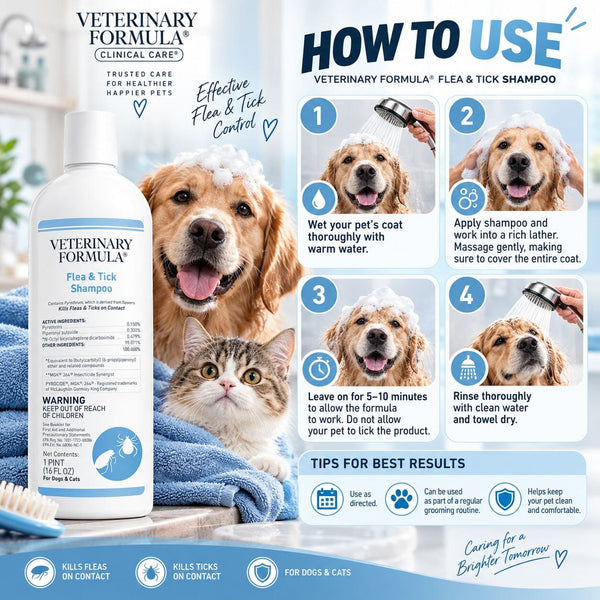 SYNERGYLABS Shampoo Anjing Kutu VFCC Flea Tick Shampoo 16oz Grooming Medicated Care NoBrand 