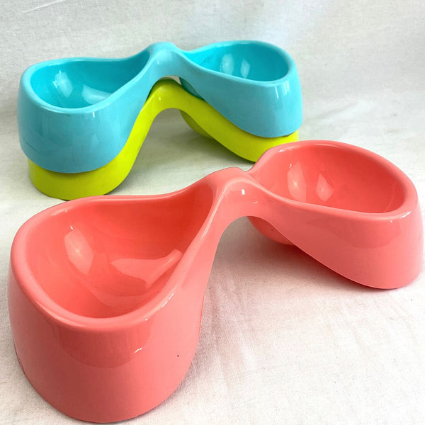 Tempat Makan Anjing TOPINDO PB110 Bowtie Double Bowl RED 30cm Pet Bowl Topindo 