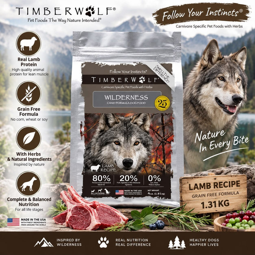 TIMBERWOLF Makanan Anjing Grain Free Lamb and Rice Wilderness 1.31kg no type Tidak ada merek 