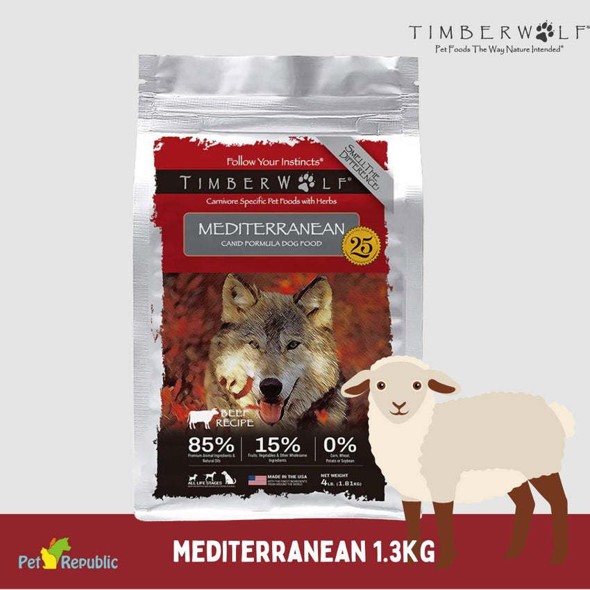 TIMBERWOLF Makanan Anjing Premium MEDITERRANEAN Lamb 1,3kg no type Tidak ada merek 