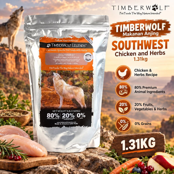 TIMBERWOLF Makanan Anjing SOUTHWEST Chicken and Herbs 1.31kg no type Tidak ada merek 