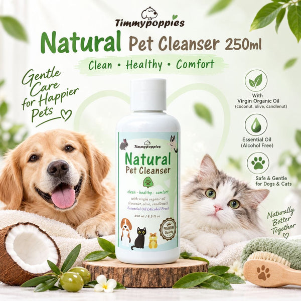 TIMMYPOPPIES Shampoo Anjing Kucing Natural Pet Cleanser 250ml Pet Shampoo NoBrand 
