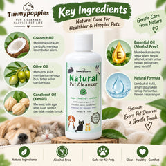 TIMMYPOPPIES Shampoo Anjing Kucing Natural Pet Cleanser 500ml Grooming Shampoo and Conditioner Timmypoppies 