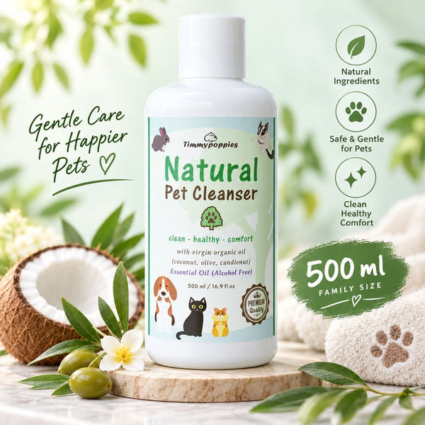 TIMMYPOPPIES Shampoo Anjing Kucing Natural Pet Cleanser 500ml Grooming Shampoo and Conditioner Timmypoppies 