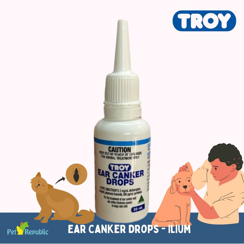 TROY Kutu Telinga Anjing Kucing Ear Canker Ilium Drop 20ml no type Tidak ada merek 