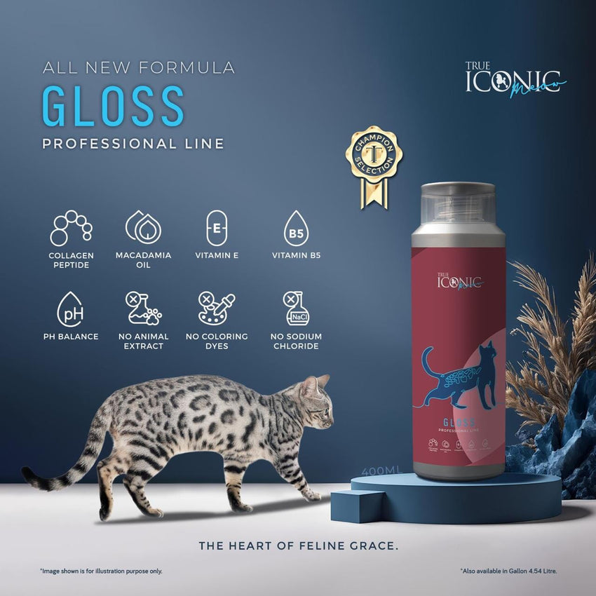 TRUEICONIC Shampoo Kucing Meow Gloss Shampoo 400ml Grooming Shampoo and Conditioner Tidak ada merek 