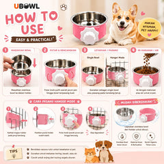 UBOWL UB1 Tempat Makan Pet Bowl Roundy And Hanger Blue Pet Bowl Ubowl 