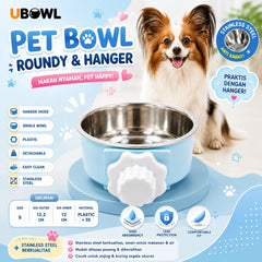UBOWL UB1 Tempat Makan Pet Bowl Roundy And Hanger Blue Pet Bowl Ubowl 