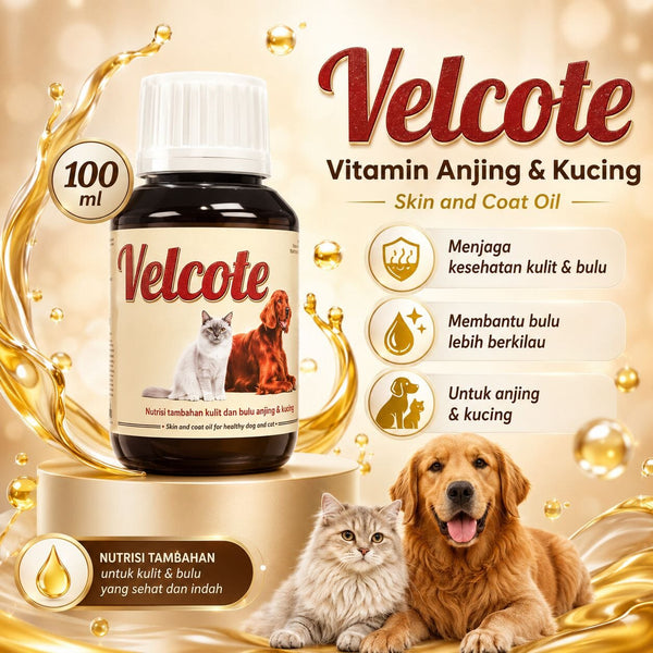 VELCOTE Vitamin Bulu Skin and Coat Oil for Cat and Dog 100ml no type Tidak ada merek 