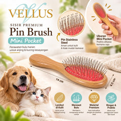 VELLUS Sisir Anjing Kucing Pin Brush Mini Pocket no type Tidak ada merek 