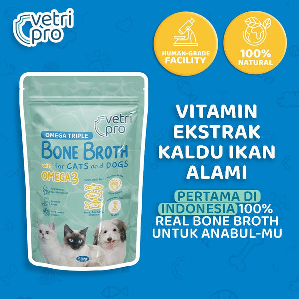 VETRIPRO Kaldu Anjing Kucing Bone Broth Powder Fish 50gr Pet Vitamin and Supplement Vetripro 