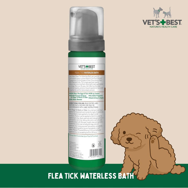 VETSBEST Shampoo Anjing Flea and Tick Waterless Bath 236ml Grooming Medicated Care Tidak ada merek 