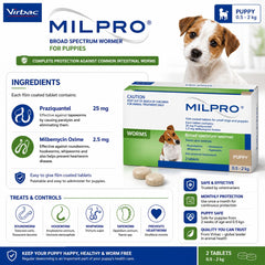 VIRBAC Milpro For Puppies and Dog Under 5kg Pet Medicated Care NoBrand 