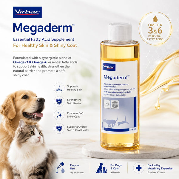 VIRBAC Vitamin Bulu Anjing Kucing MEGADERM 250ml no type Tidak ada merek 