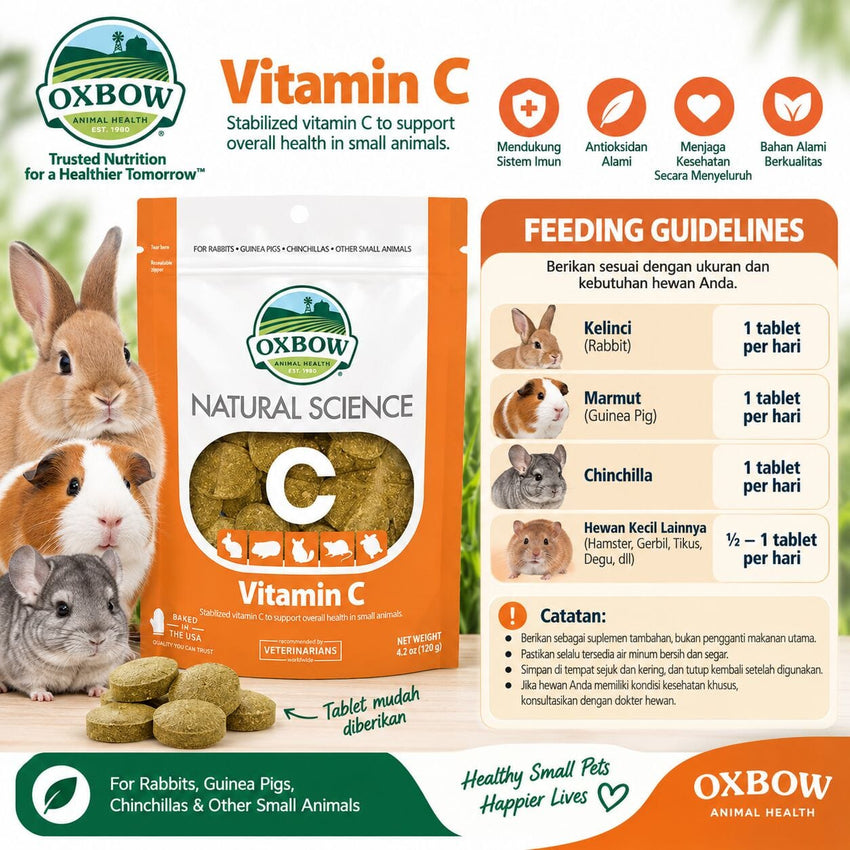 Vitamin Marmut OXBOW Natural Science Vitamin C Support 60tab no type Tidak ada merek 