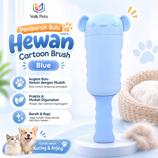VOLKPETS Pembersih Bulu Cartoon Brush Blue no type Tidak ada merek 